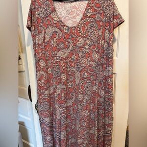 J. Jill Paisley Maxi Dress in Rust and Cream